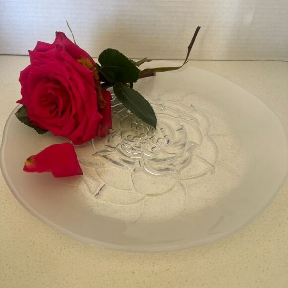 Litallia Finland MCM Villiruusu Wild Rose 12" Glass Platter by Alberto Churba - Picture 2 of 3